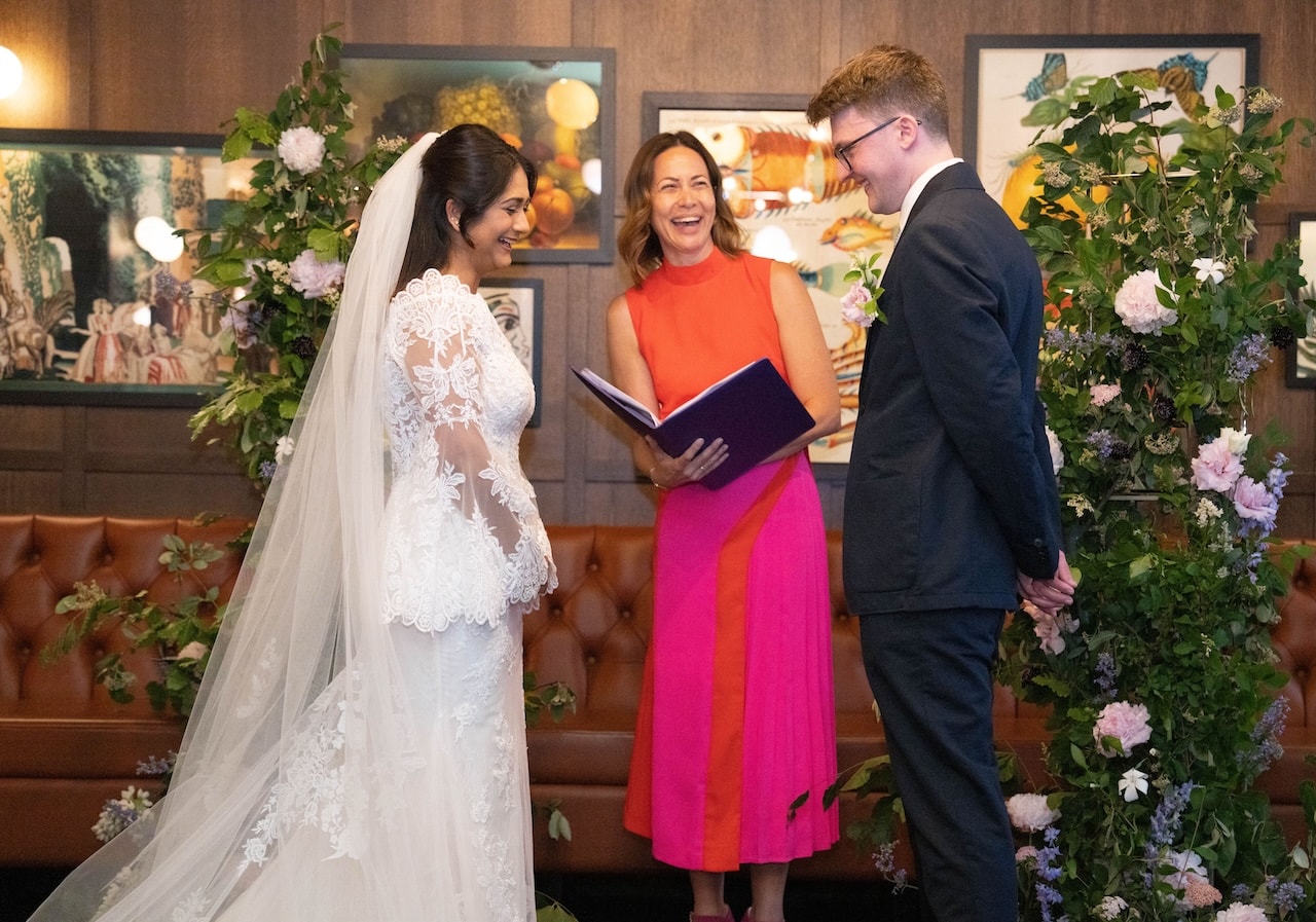 Bride and groom exchanging vows